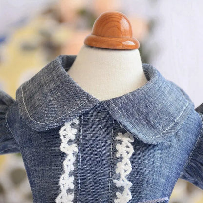 Spring Pet Dog Clothes Dog Denim Dress Jeans Skirt Puppy Clothes Chihuahua Yorkies Teddy Pet Clothing  Small Dog Dress