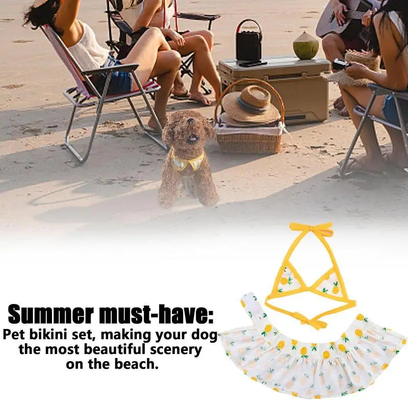 Dog Bikini Dress Pineapple Swim Suit Dress Pet Dog Clothes Bikini Clothing Dogs Super Small Cute For Swimming And Bathing