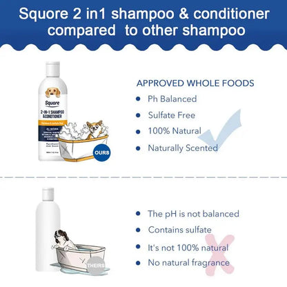 Dog Shampoo and Conditioner 2 in 1 Pet Shower Gel Moisturizing Dog Shampoo for Sensitive Skin PH Balanced Shampoo