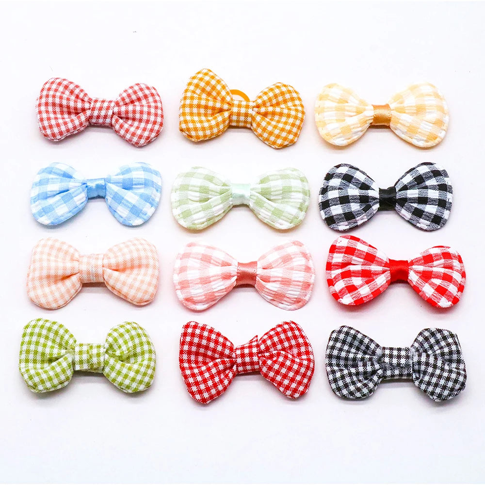 10/20/30pcs Flower Shape Dog Hair Bows Dog Bow Decorate Plaid Pure Mix Colors Hair Bowknot Rubber Bands for Small Dogs Product