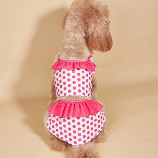 Ins Pet Swimwear Small Dog Dog Cat Breathable Tank Top Swimwear One Piece Sling Bikini Dress Set Dog Dresses for Small Dogs