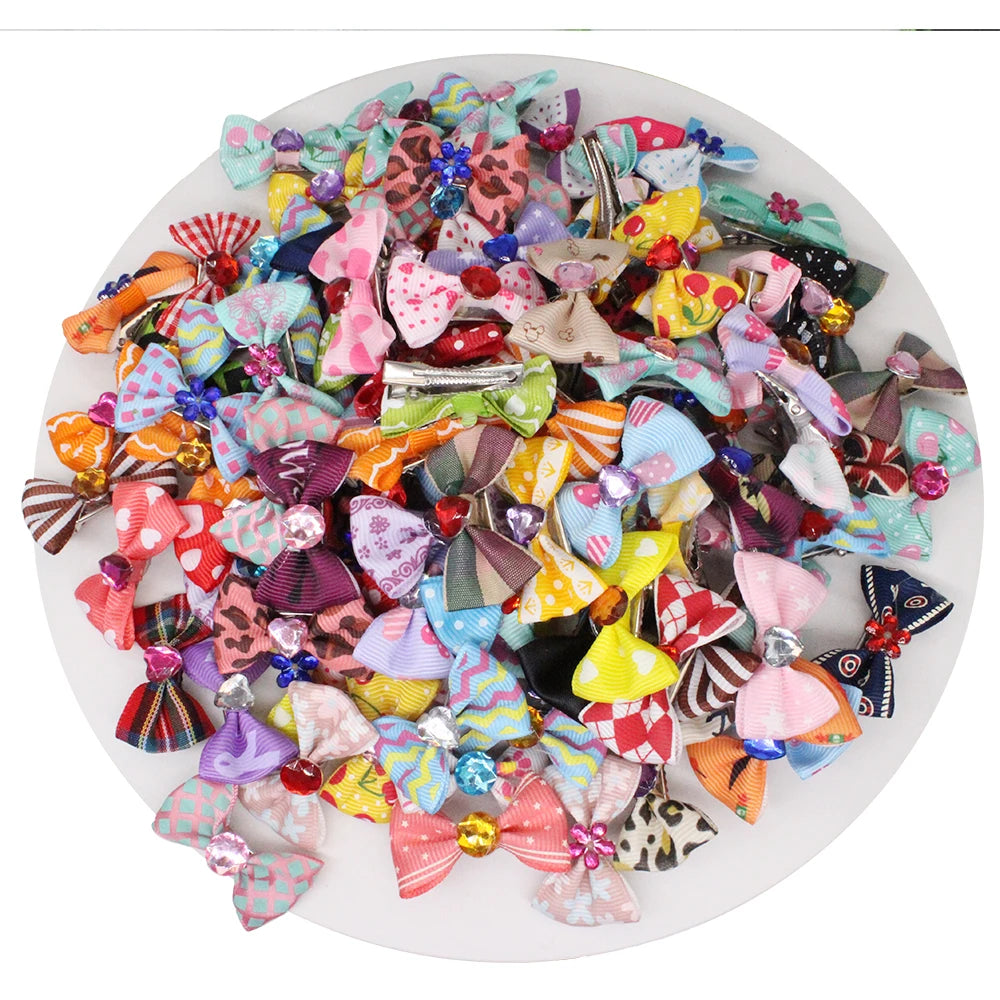 10Pcs/20pcs/30pcs Dog Hair Bow Clips Puppy Hairpin Pet Cat Holiday Handmade Valentine Easter St. Patrick Pet Hair Accessories