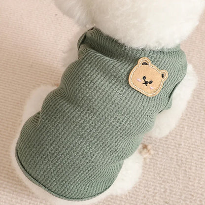 Bear Vest Pet Dog Clothes Cat Solid T-shirt Clothing Dogs Thin Small Fashion Chihuahua Cotton Summer Green Breathable Girl Pug