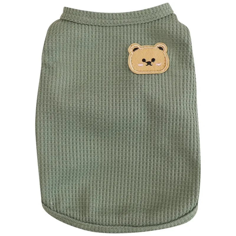 Bear Vest Pet Dog Clothes Cat Solid T-shirt Clothing Dogs Thin Small Fashion Chihuahua Cotton Summer Green Breathable Girl Pug