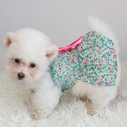 Floral Princess Dress Spring Summer Pet Dog Clothes Sweet Pet Clothing Cute Printed Puppy Cat Skirt Thin Skirt Pet Clothes